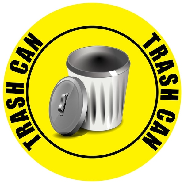 Trash Can 12in Diameter Non Slip Floor Sign